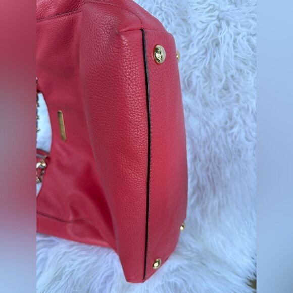 Michael Kors Raspberry Pebbled Leather Tote – Like New w/ Gold Chain Detail - Picture 7 of 17
